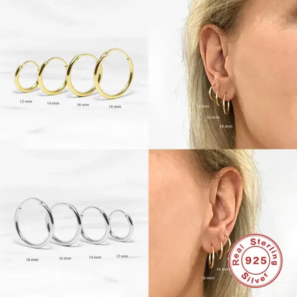 Wholesale 1 Pair 925 Sterling Silver Geometric Hoop Earrings