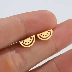 Wholesale PVD Coated 18K Gold Real Gold Plated Watermelon 304 Stainless Steel Simple Style Waterproof Non Tarnish Ear Studs