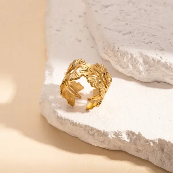 Wholesale Jewelry Simple Style Leaves Solid Color Butterfly Titanium Steel Open Rings