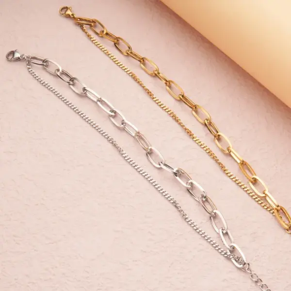 Wholesale Basic Modern Style Classic Style Geometric Solid Color Titanium Steel 18K Gold Plated Bracelets In Bulk