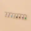 1 Piece 316L Stainless Steel Zircon Nose Rings & Studs Geometric Waterproof Non Tarnish Surgical Steel