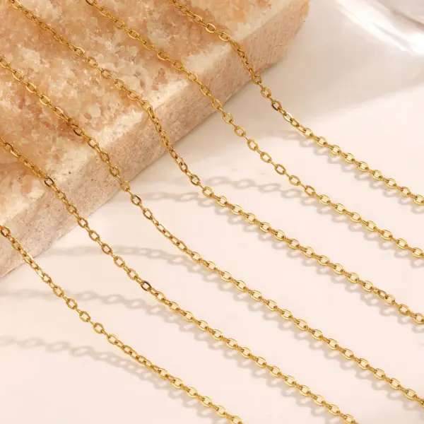 Wholesale Ion Plating (IP) 18K Gold Plated Chain 304 Stainless Steel Simple Style Waterproof Non Tarnish 304 Stainless Steel Necklace