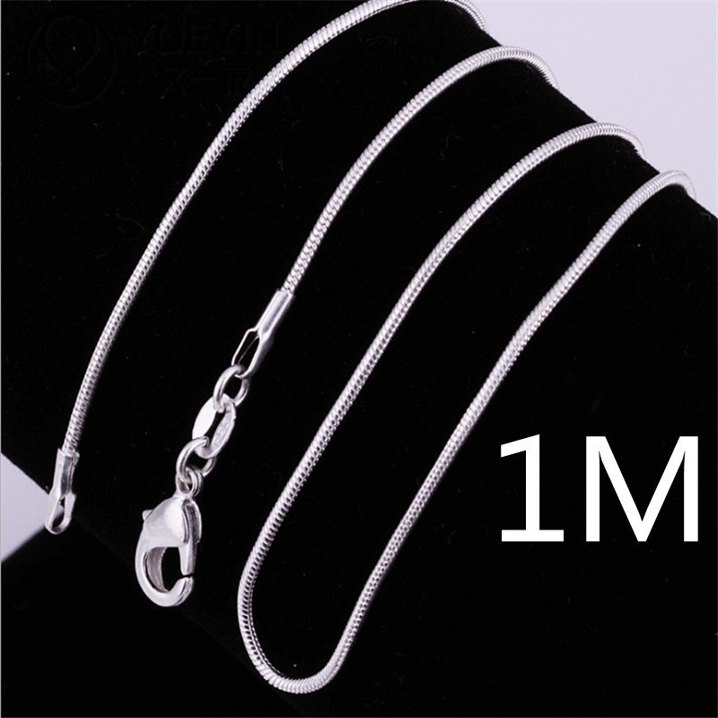 Wholesale 1MM snake bone chain sier-plated snake chain necklace female jewelry European and American hot sale clavicle cross-border exclusive for fore