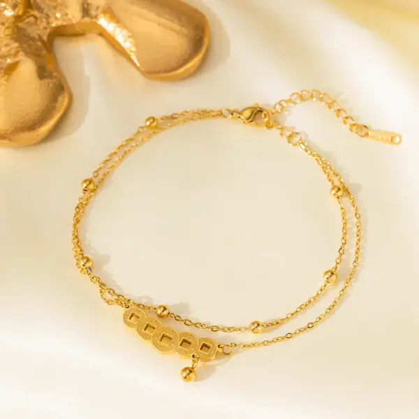 Wholesale Jewelry Modern Style Simple Style Heart Shape Titanium Steel 18K Gold Plated Anklet