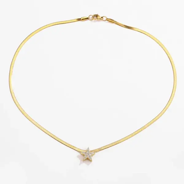 Wholesale Fashion Heart Stainless Steel Copper Plating 18K Gold Plated Necklace
