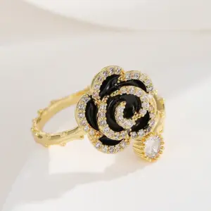 18K Real Gold Color Retaining Rose Ring