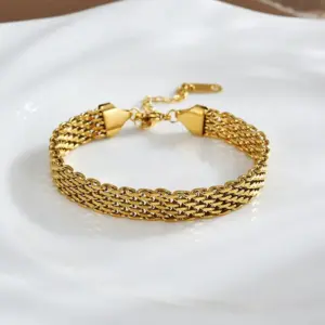 【XKB0072】8mm Mesh Bracelet / Gold