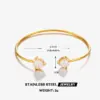 Ion Plating (IP) 18K Gold Plated Square Heart Shape 304 Stainless Steel IG Style Waterproof Non Tarnish 304 Stainless Steel Bangle