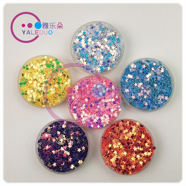 Wholesale 4mm five-pointed star pvc sequins nail art diy jewelry material stage festival quicksand mobile phone shell slime accessories