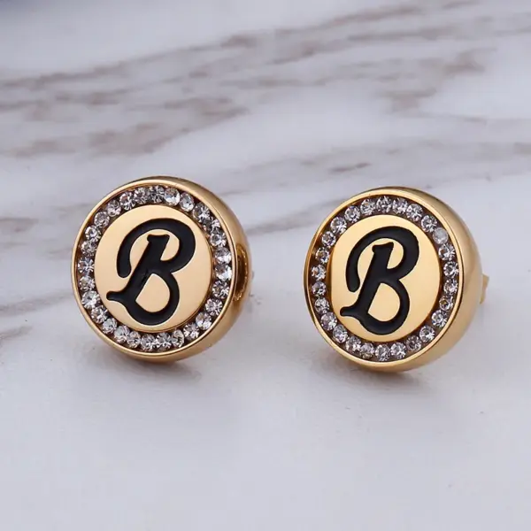 Wholesale PVD Coated 18K Gold Plated Letter Stainless Steel Sweet Waterproof Non Tarnish Earrings Necklace