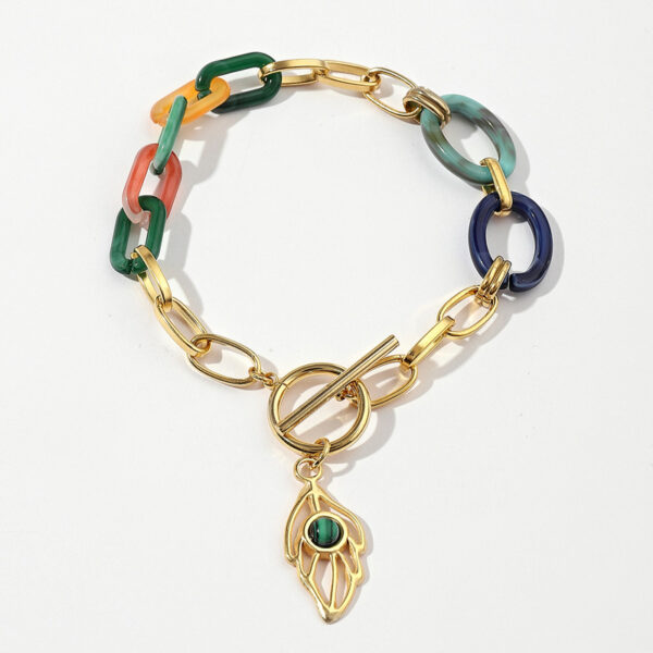 Wholesale Cross-border supply exotic bohemian bracelet female niche fashion simple acrylic feather titanium steel bracelet