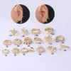 Gold Plated Fashion Piercing Earrings Geometric Copper Inlaid Zircon Irregular Ear Clip Single