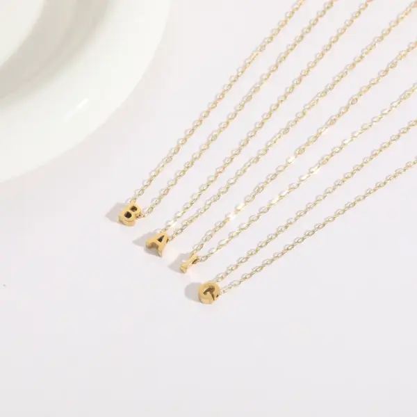 Wholesale PVD Coated Letter 304 Stainless Steel Casual Classic Style Streetwear Waterproof Non Tarnish 304 Stainless Steel Pendant Necklace