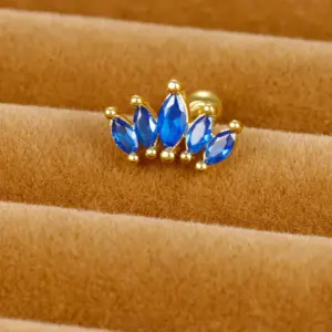 6 Gold Blue Diamond 1 Piece