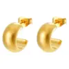 Wholesale 304 Stainless Steel C Shape Solid Color Electroplated 18K Real Gold Plated Simple Style Waterproof Non Tarnish Gold Silver Ear Studs