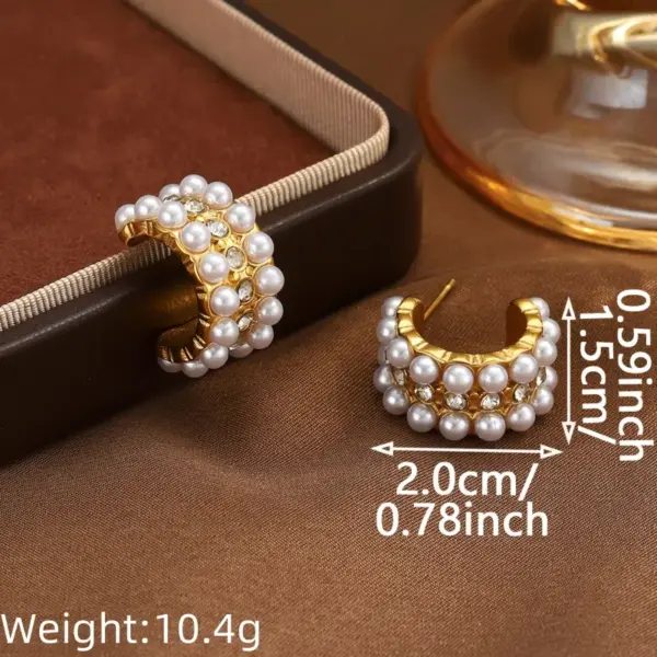 Wholesale PVD Coated Real Gold Plated C Shape Geometric Heart Shape 304 Stainless Steel Elegant Waterproof Non Tarnish Ear Studs