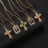 Wholesale Elegant Lady Cross Copper Plating Inlay Zircon Pendant Necklace