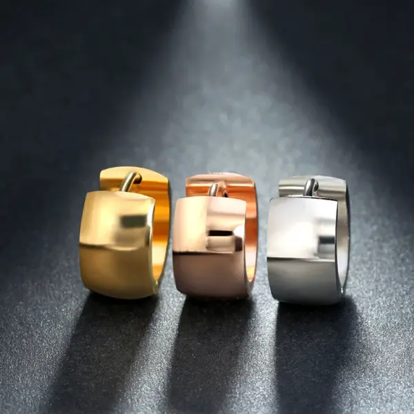 Wholesale PVD Coated 18K Gold Real Gold Plated Solid Color 201 Stainless Steel Fashion Waterproof Non Tarnish Earrings