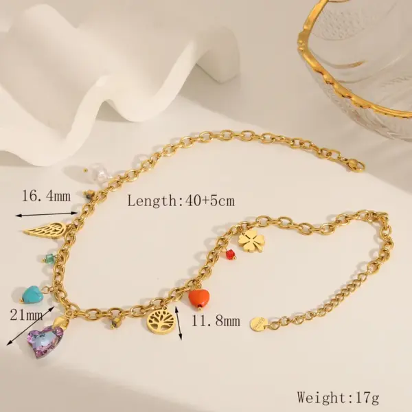Wholesale Jewelry Exaggerated IG Style Planet Moon Heart Shape 304 Stainless Steel 18K Gold Plated Pendant Necklace Cable Chain