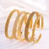 Real Gold Plated 304 Stainless Steel PVD Coated Solid Color Waterproof Non Tarnish Braid Bangle