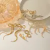 Wholesale 304 Stainless Steel Tassel Bow Knot PVD Coated Rhinestones 18K Real Gold Plated Real Gold Plated 18K Gold Vacation Simple Style IG Style Waterproof Non Tarnish Inlay Gold Drop Earrings
