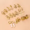 Wholesale 1 Pair Fashion Cross Devil'S Eye Heart Shape Butterfly Gold Plated 304 Stainless Steel Artificial Pearls Rhinestones Stainless Steel Earrings