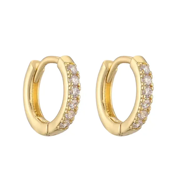 Wholesale 1 Pair Casual Simple Style Classic Style Round Plating Inlay Copper Zircon 18k Gold Plated Hoop Earrings