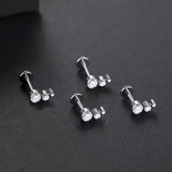 1 Piece Lip Rings Simple Style Shiny Panda Glasses Spider Pure Titanium Titanium Alloy Zircon 14K Gold Plated White Gold Plated Lip Rings Ear Cartilage Rings & Studs