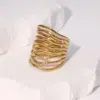 Wholesale PVD Coated Real Gold Plated 18K Gold Lines 304 Stainless Steel Vintage Style Exaggerated Modern Style Waterproof Non Tarnish Open Rings