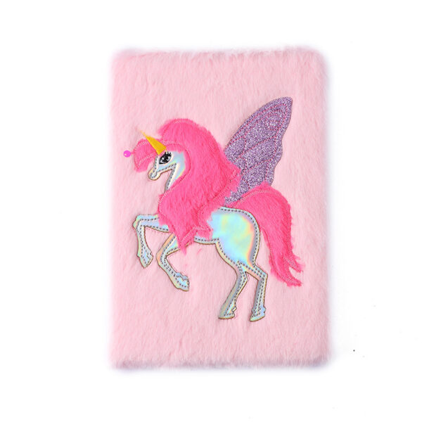 Wholesale Plush Cartoon Unicorn Notebook Children's Pink Unicorn Notebook