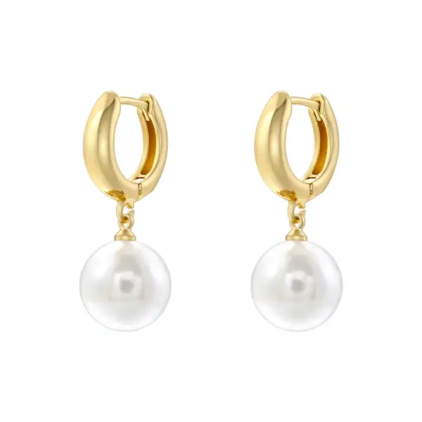 Wholesale 1 Pair Casual Elegant Round Plating Inlay Copper Pearl Zircon 18K Gold Plated Drop Earrings
