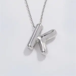 Wholesale 304 Stainless Steel Copper Rhodium Plated Hip-Hop Modern Style Classic Style Plating Letter Pendant Necklace
