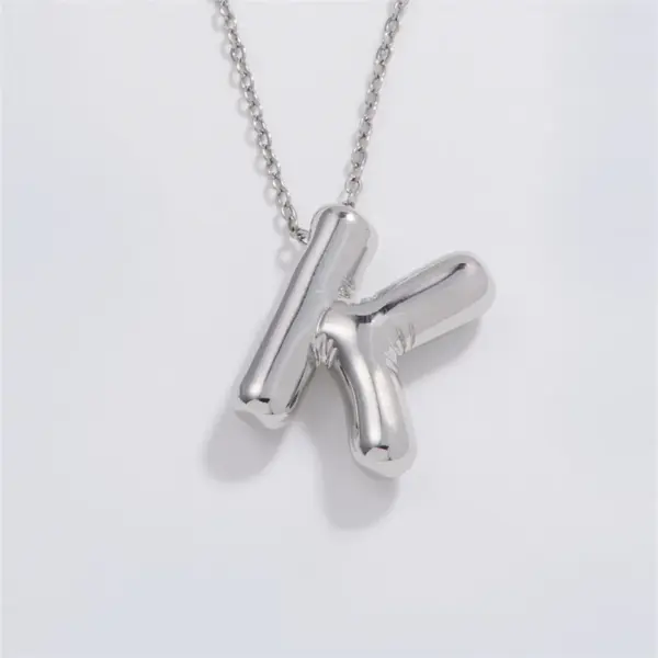 Wholesale 304 Stainless Steel Copper Rhodium Plated Hip-Hop Modern Style Classic Style Plating Letter Pendant Necklace