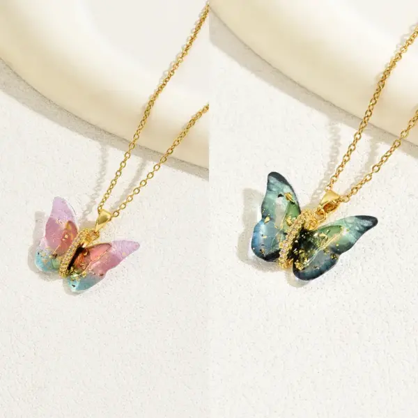 Wholesale Sweet Simple Style Butterfly Copper 18k Gold Plated Zircon Necklace In Bulk