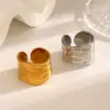 Wholesale Ion Plating (IP) 18K Gold Plated Geometric 304 Stainless Steel Streetwear Cool Style Waterproof Non Tarnish Open Rings
