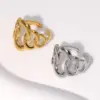 Wholesale PVD Coated Real Gold Plated 18K Gold Oval Solid Color 304 Stainless Steel Simple Style Waterproof Non Tarnish Open Ring
