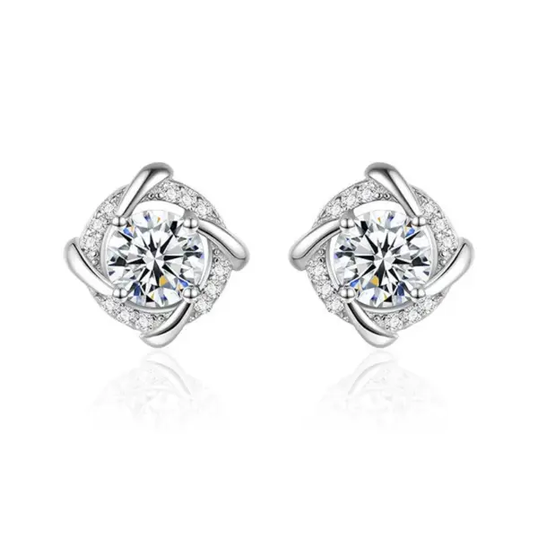 Wholesale 1 Pair Casual Simple Style Geometric Heart Shape Inlay Copper Zircon White Gold Plated Ear Studs