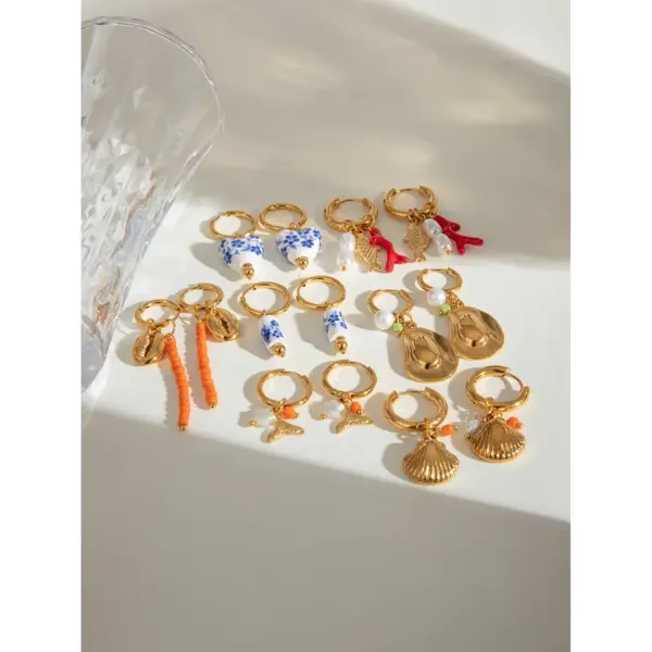 304 Stainless Steel Flower PVD Coated 18K Real Gold Plated Real Gold Plated Simple Style Classic Style Waterproof Non Tarnish Earrings