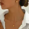 PVD Coated Real Gold Plated 14K Gold Geometric 304 Stainless Steel Elegant Retro Simple Style Waterproof Non Tarnish Earrings Necklace