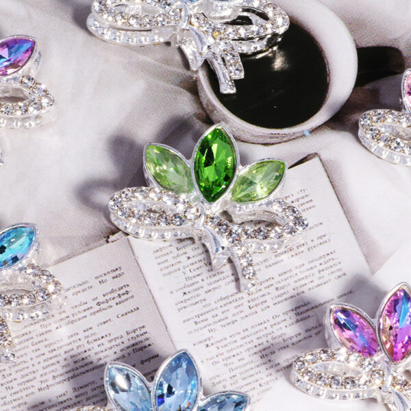 Wholesale Double-sided alloy rhinestone lotus straight hole loose beads beaded DIY mobile phone chain key chain bag chain jewelry accessories