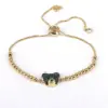 Wholesale Streetwear Bear Copper 18k Gold Plated Zircon Bracelets In Bulk