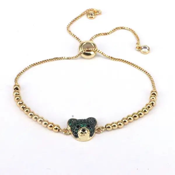 Wholesale Streetwear Bear Copper 18k Gold Plated Zircon Bracelets In Bulk