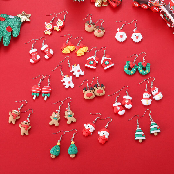 Wholesale Cute Santa Claus and Reindeer Earrings for Christmas