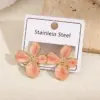 Wholesale Hot Selling Four Leaf Flower Earrings 304 Stainless Steel Plated With Oil Drop Modern Casual Style For Women