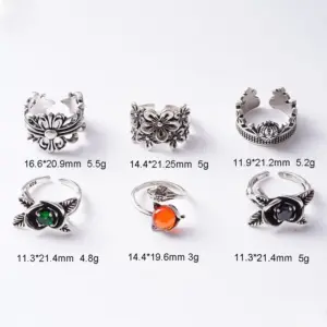Wholesale Copper Brass Silver Plated Plating Round Flower Zircon Open Rings