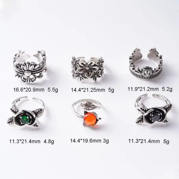 Wholesale Copper Brass Silver Plated Plating Round Flower Zircon Open Rings