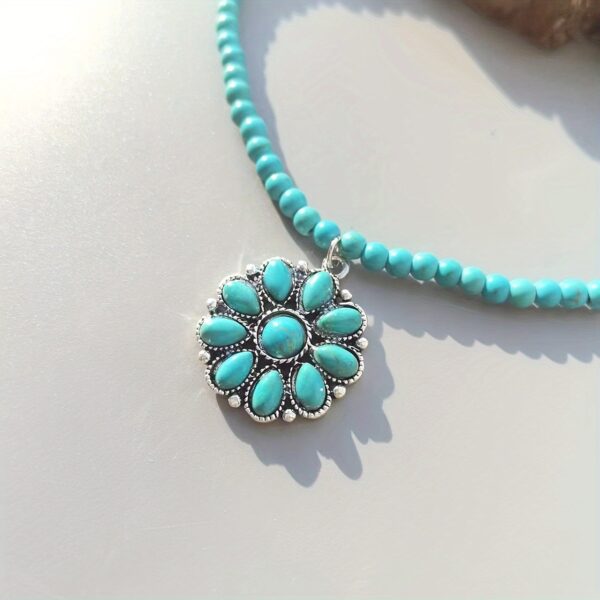 oly-bc5ddb6dc901a0ceb7ceb1b0d483bbd8 Wholesale Cross-border Europe and the United States new retro flower necklace turquoise earrings western wind exaerated turquoise necklace