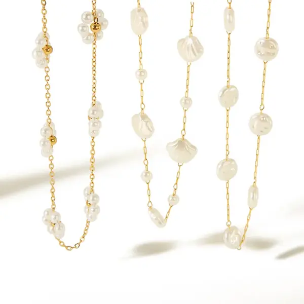 Wholesale PVD Coated Real Gold Plated 18K Gold Flower Shell 304 Stainless Steel Simple Style Classic Style Waterproof Non Tarnish 304 Stainless Steel Necklace
