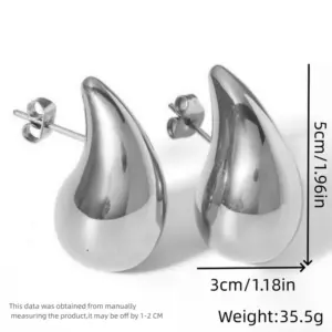 Water Drop Hollow Earrings Large Steel CP-001 / 18K