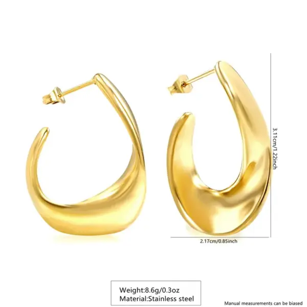 Ion Plating (IP) 18K Gold Plated C Shape 304 Stainless Steel Vintage Style Simple Style Waterproof Non Tarnish Ear Studs